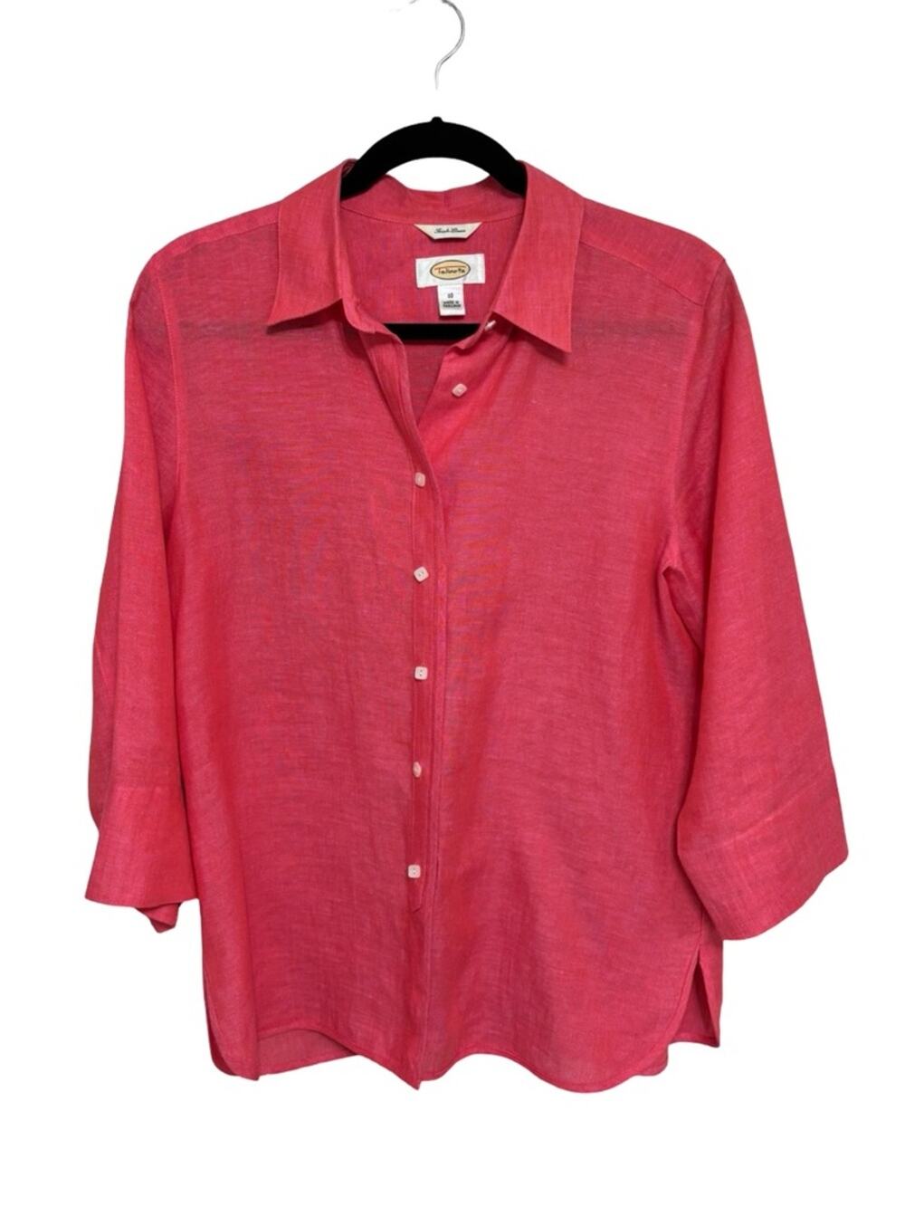 Talbots 100% Linen Button Down Shirt in Salmon Pink - Size 10
